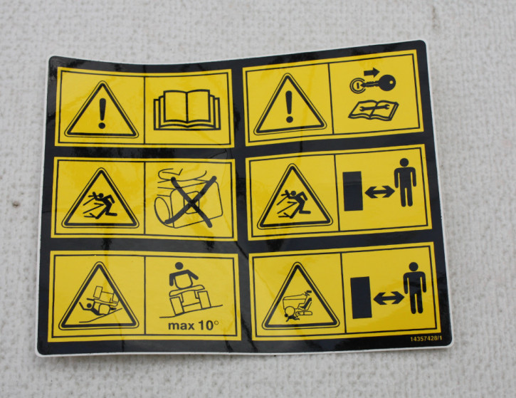Stiga : Ersatzteil 6 Pictographs Warning Label Artikelnummmer: 114357428/1-STI