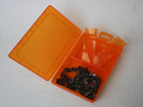 Kettenbox mit 4 Fächern - Kettenpflegebox für Sägeketten